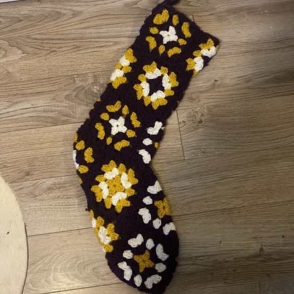 PURPLE, Gold Yellow, and White Crocheted Christmas Stocking - Picture 2 of 5